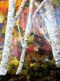 Birch Trees In Fall Paintings Fall Birch Trees Torn Paper Collage Birch Tree Art Autumn Art Paper Collage Art