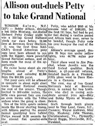 Alex bowman notches his first win of 2021 and his first in the no. Just A Car Guy Sit Down And Hold Onto Your Socks Nascar Claims No One Won The Myers Brothers Memorial 250 Aug 6 1971 Race At Bowman Gray And They Sure As