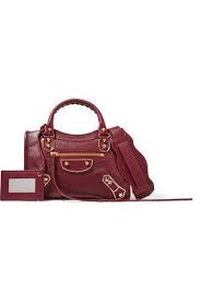 Burgundy Metallic Edge City Mini Textured Leather Tote Balenciaga Leather Tote Balenciaga Balenciaga Boots