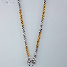 j05 สร อยคอ สแตนเลสแท สองกษ ตร ย ลายผ าหวาย ขนาด 2 มม ความยาว 22 น ว tribacara stainless steel necklace สร อยคอ น ว