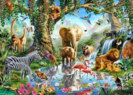 Jungle Lake Art Print By Mgl Meiklejohn Graphics Licensing Animals Wild Animal Paintings Lake Art