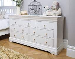 Bedroom, kitchen & dining, home office, living room, entryway Toulouse White Painted Large 3 Over 4 Chest Of Drawers Free Delivery Top Furniture