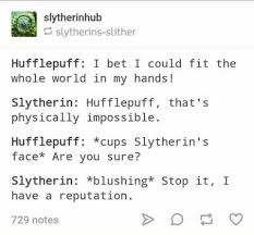 If there's anything a slytherin loves, it's a loyal follower, and a hufflepuff embodies this to a tee. Can A Slytherin Date A Hufflepuff Quora