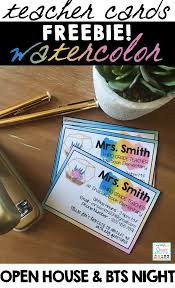 Teacher Information Cards Freebie Watercolor Teaching Freebies Teacher Freebies Teacher