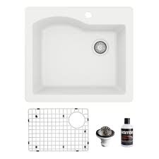 16 inch 16 gauge undermount single bowl stainless steel sink 15mm radius design premium combo package. Qt 671 Drop In Quartz Composite 25 Inch Single Bowl Kitchen Sink Kit In White Karran Usa