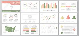 Set Of Green And Red Elements For Multipurpose Presentation Template