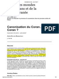 Anne Sylvie Boisliveau Canonisation Du Coran Par Le Coran Lecture Islam