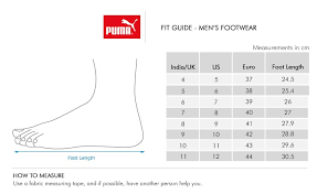 Puma Shoe Size Conversion Chart India