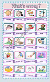In this online vocabulary lesson you can study health and illnesses vocabulary with many activities and games such as memory cards, and puzzles. Illnesses Vocabulary Esl Worksheet By Andromaha