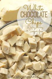 Homemade White Chocolate Chips Vegan Soy And Sugar Free Recipe Sugar Free Recipes White Chocolate Chips Recipes Food
