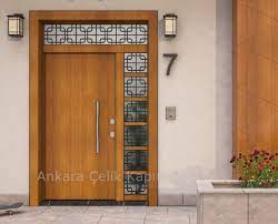 Mobilya kaplamalı 1.5 milim saclı boy profil destekli monoblok. Villa Dis Cephe Kapilar