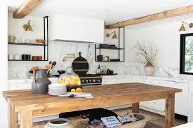 rustic wooden kitchen island in white