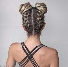 Super Cute French Braids From The Bottom Up Into Space Buns Gorgeous Braids Hairstyle Hair Styles