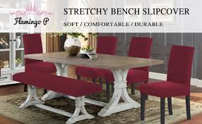 Dining tables are multifunctional spaces for eating, working, socialising and playing. Amazon Com Flamingo P Bench Covers High Stretch Bench Slipcover Rectangle For Dining Room Bench Cushion Covers Indoor Bench Cushion Slipcovers Thicker Jacquard Non Slip With Security Straps Medium Wine Home