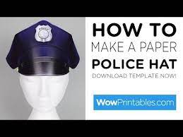 How To Make A Paper Police Hat Printable Template Youtube Police Hat Police Police Costume Kids