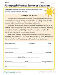 This may require reading the problem several times, and/or students putting the problem into their own words. Paragraph Frame Summer Vacation Worksheet Education Com Writing Worksheets Paragraph Writing Summer Vacation