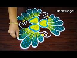 3 Face Peacock Rangoli Design Simple Peacock Kolam With 5x3 Dots For Beginners With Color Fo Rangoli Designs Free Hand Rangoli Design Rangoli Designs Peacock