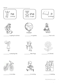 Most popular preschool and kindergarten worksheets. He She Or It English Esl Worksheets For Distance Learning And Physical Classrooms
