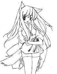 If you are a fan of anime and loves coloring at the. Cat Girl In Japanese Anime Coloring Page Coloring Sky