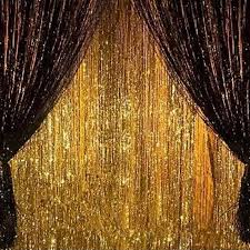 4.8 out of 5 stars 1,231. Black Gold Metallic Tinsel Foil Fringe Curtains Party Decorations Theme My Party