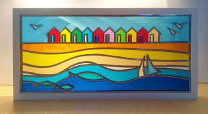 Glass pattern 002 dragonfly delight. Seaside Range Of Stained Glass Beach Hut Yacht Fish Lighthouseviv Wilkins Glassart