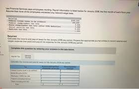 Solved Lee Financial Services Pays Employees Monthly Pay Chegg Com