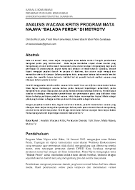 Istilah wacana berasal dari bahasa sansekerta wac wak vak. Pdf Analisis Wacana Kritis Program Mata Najwa Balada Perda Di Metrotv Lutfi Chabib Academia Edu