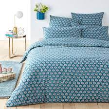 dekbedovertrek zuiver katoen eventail bedrukt blauw la redoute interieurs la redoute dekbedovertrek interieur bed sets