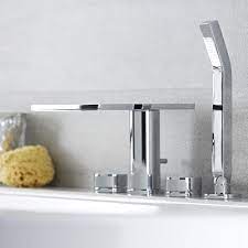 Switch easily between overhead and hand shower or enjoy both at the same time. Milano Blade Modern Deck Mounted Bath Shower Mixer Tap With Hand Shower Chrome