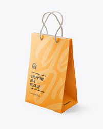 Luxury Leather Shopping Bag With Handles Mockup Half Side View In Bag Sack Mockups On Yellow Images Object Mockups