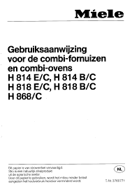 We just purchased a miele combi steam oven with masterchef recipes. Miele H 814 E C Manual