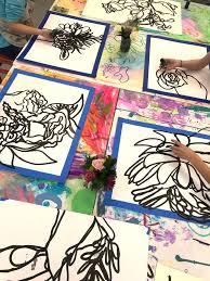 Contour Flower Still Life Small Hand Big Art Charlotte Nc Artideas High School Art Projects School Art Projects Kids Art Class