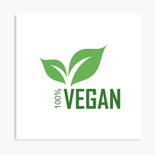 Hundred percent Vegan logo with green leaves for organic ...