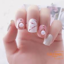 Pink and white acrylic nails ideas. 24pcs Set Cute Short Purple Fake Nails Pink White Nails Art Shopee Philippines