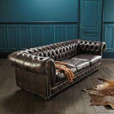 Vintage sofa leder , edle polstergarnitur von w. Gestepptes Sofa 4 Sitzer Aus Leder Mokka Vintage Chesterfield Maisons Du Monde