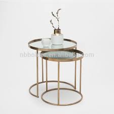 Juego De 2 Mesas De Centro Laterales De Acero Y Metal Dorado Con Espejo De Cristal Para Decoracion De Muebles Del Hogar Buy Mesa De Metal 2pcs Oro Mesa De Nid