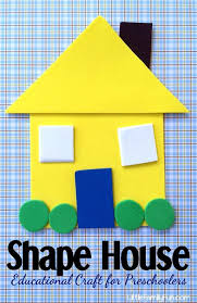 There is building all around us and preparing a preschool construction theme helps children learn about how buildings are built and the people who are involved in construction. Fun And Educational Craft For Preschoolers Create A House Out Of Shapes Educational Crafts Preschool Crafts Shapes Preschool