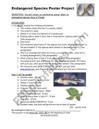 Endangered Species Poster Project Esl Worksheet By Kstenglish