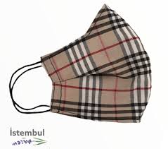Burberry Desenli Kumas Maske Kumas Dikis Maskeler