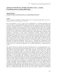 How well do the researchers place their findings within the context of ongoing scholarly inquiry about this topic? Pdf Journal Article Review I Think Therefore I Am A Coach Examining Sport Coaching Philosophy