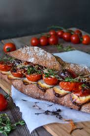 Grilled Tomato Chevre And Thyme Baguette Sandwich Meike Peters Eat In My Kitchen Fancy Sandwich Recipe Baguette Sandwich Sandwich Recipes