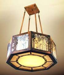 Octagonal Chandelier With Inner Shadow Element Craftsman Lighting Stained Glass Lighting Unique Chandeliers