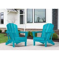 Maintaining your adirondack chairs is a breeze: Westin Outdoor Addison Outdoor Folding Plastic Adirondack Chair Set Of 2 Turquoise 2001071 2 The Home Depot