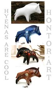 Hyena Figurine Animal Totem Fantasy Sculpture Polymer Clay Animals Velvet Clay Unpainted Miniature From Animal Sculptures Sculpture Clay Polymer Clay Animals