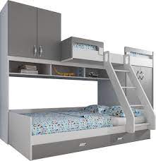 lit combine superpose multi couchage 90x200 avec rangements coloris blanc et gris lit superpose bois idees de lit lit combine