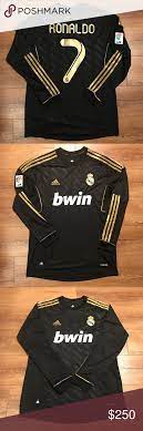 We offer real madrid jerseys, shirts, balls, and other apparel and accessories from adidas soccer. Retro 2011 Real Madrid Ronaldo Black Gold Jersey 2011 2012 Real Madrid Away Black And Gold Jersey Long Sleeve Size Large R Clothes Design Adidas Shirt Ronaldo