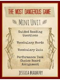 The Most Dangerous Game Mini Unit Mini Units Text To Text Connections Vocabulary Words