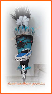 Schultuten Bastelset Polizeiauto Mit Hubschrauber Schwarz Blau Schultuten Bastelset Schultuten Jungs Schultute Selber Basteln