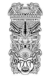 Totem Inspiration Inca Mayan Aztec 4 Mayans Incas Coloring Pages For Adults Just Color Aztec Art Mayan Symbols Mayan Art
