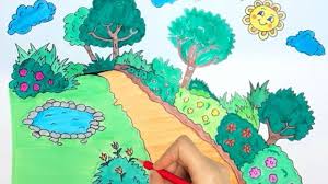 Spring is in the air and so will the smell of tulips very soon. How To Draw Garden Scenery Step By Step Easy Garden Gardendesign Trees Drawings Drawingtips Drawingtutor Drawing For Kids Drawing Challenge Easy Drawings